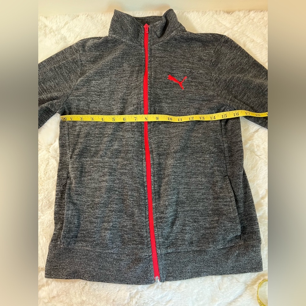 Puma Boys Youth Large 12-14 Gray Zip Up Jacket Athletic Track Sweatshirt - Picture 7 of 10